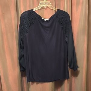 LOFT Blue Relaxed Embellished Blouse